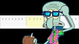 SpongeBob SquarePants - Squidward's Tiki Land Meme (Easy Guitar Tabs Tutorial)