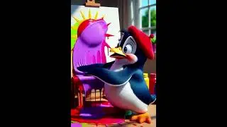 Penguin Tries Painting... You Won't BELIEVE The Mess! 🐧🎨 #FunnyVideos #Cartoon #Painting #Chaos