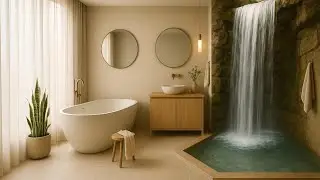 Waterfall Bathroom Ambience | Peaceful Spa Atmosphere for Relaxation, Focus, Stress Relief (1 Hour)