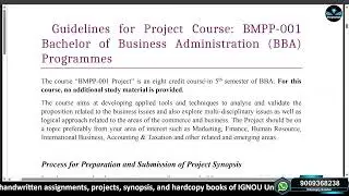 IGNOU BMPP-001 Project Report & Synopsis | Complete Step-by-Step Guide | How to Write BMPP 001
