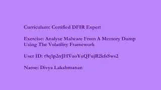 Analyze Malware From A Memory Dump Using The Volatility Framework
