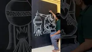 Learn to draw a girl cooking on a clay stove 🫕 #drawingtutorial #art #shorts