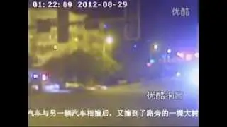 Racing Benz gets run off road, crashes into store, causes fire