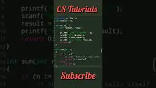 Program to print sum of natural numbers using recursion | C program | basics | #shorts #CSTutorials