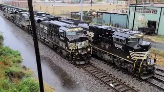 Norfolk Southern 813 and 29G simultaneously depart Lambert's Point 2020-11-12