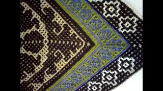 Бордюр крючком в мозаичной технике. Crochet border using mosaic technique.