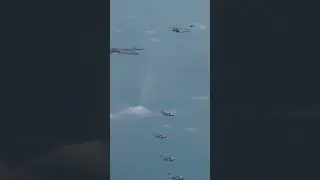 Бомбардировщики B-52 в сопровождении истребителей F-22 #военные