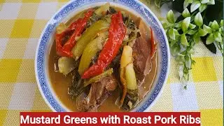 Mustard Greens with Roast Pork Ribs