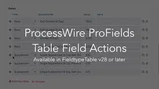 ProcessWire ProFields Table v28 new features