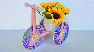 BICICLETA DECORATIVA INCR&Iacute;VEL COM CD ANTIGOS, PALITOS E L&Atilde;. PASSO A PASSO. DIY.