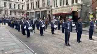 Band of the Air Training Corps play as they prepare to march in the 2022 Lord Mayor's Parade
