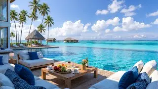 Happy Morning Jazz at Relaxing Seaside Ambience ~ Smooth Bossa Nova Jazz & Soft Waves to Study, Work