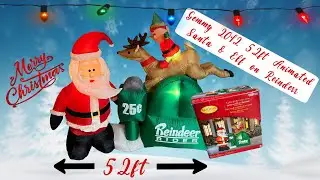 Gemmy 2012 5.2ft long Animated Reindeer rider Christmas Airblown Inflatable