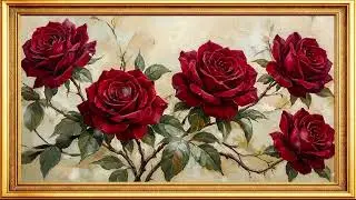 🌹💖Transform Your TV 📺: Stunning Valentine&rsquo;s Rose 4K Screensaver Gold Frame Art Ideas!