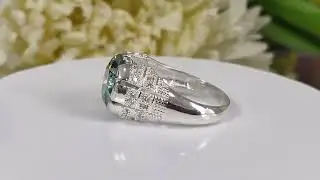 RARE 7.90 Blue Diamond Solitaire Men's Ring with Accents Great Shine
