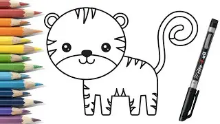 Como dibujar un tigre facil para niños - How to drawing a tiger