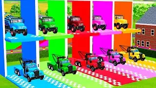 TRANSPORTING COLORFUL TOWING TRUCK, MIXER TRUCK WITH VOLVO TRUCK - FS 22! #01