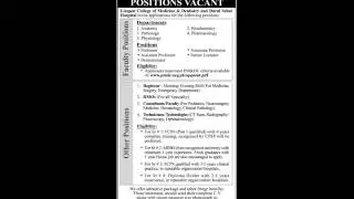 Hospital Staff Job, Liaquat College of Medicine Dentistry Job, Darul Sehat Hospital Job 7 April
