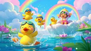Five Little Ducks in Rainbow Pond | Popular Nursery Rhyme | Educational Kids Songs