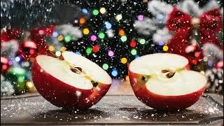 ASMR Apple Cutting in Snow | Christmas Apple Snow | Extremely Satisfying Winter Fruit Sounds