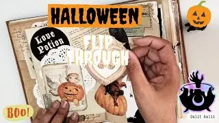 Completed Junk Journal Flip Through | No Talking | Halloween Collage With Me 🎃🔮