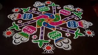 Sankranthi festival rangoli 🌺 Sankranthi special rangoli 🌺 13*7 dots pongal pot Rangolis 🌺