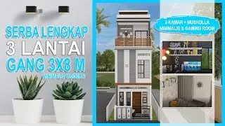 Solusi Rumah Gang Desain Sederhana 3x8 3 Lantai + Musholla | Tiny House LOW BUDGET 3x8 M | Casa 3x8
