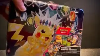 Silent ASMR opening of Pok&eacute;mon surging sparks lunchbox tin