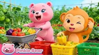 Learn Colors with Vegetables 🥕🥦 | Vegetable Colors Song for Kids | Pinkle Bear & Family