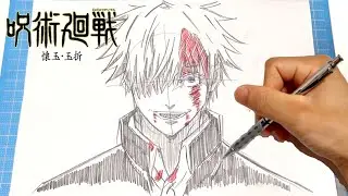 【イラスト】(呪術廻戦2期)五条悟天上天下唯我独尊の描き方！簡単なイラストの描き方！Drawing jujutsukaisen season 2 Art