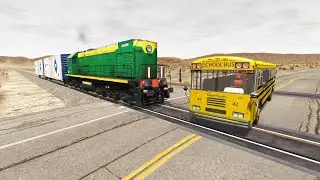 Truck Rescue Bus Cars - Bus vs Train Rails #1 BeamNG Drive