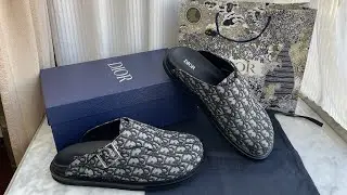 Dior Aqua Mule Beige Black Dior Oblique Jacquard Review #review #unboxing #shoes