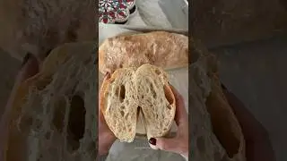 Crusty, chewy, carby ciabatta bread perfection &mdash; so absolutely worth it. 🥖✨#nokneadbread