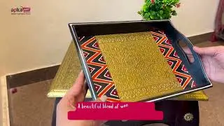 Handcrafted Wooden Brass Tray for Dining Table, Kitchen, Home Decor | Decorative Festive Gift