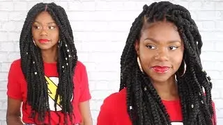 Cheveux afro et crépus | How to Jumbo Yarn Braids (+ rubber band method) | Tuto coiffure simple