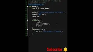 check if number is palindrome or not - C programming #shorts #short #programming #coding #hashcoder