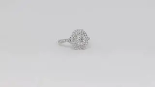 19K White Gold Oval Double Halo Engagement Ring (1.01 ct. tw.)