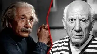 Albert Einstein und Pablo Picasso Gro&szlig;e Leute in der Geschichte