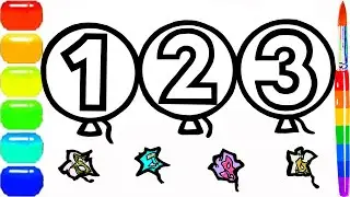 Learn numbers 1 to 10 with Glitter number Balloons Coloring and Drawing for Kids  - 123 Toy Art