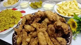 قلبت مطبخي مطعم كنتاكي🤩فرايدتشكن جوانح وصدرستربس بنفس التتبيلةوأسهل وأنجح طريقةذهبي مقرمش بروستدزنجر