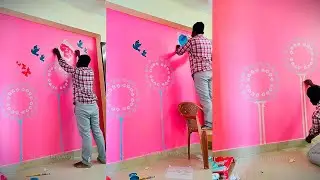 children bedroom wall stencil design #shorts #ytshorts