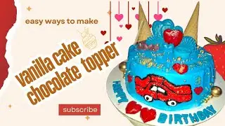 Vanilla Cake with Chocolate Topper। Chocolate decoration ideas for homemade।