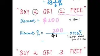 S1 Maths Percentage (Discount %: Buy 1 get 1 free is really a large discount %?!)