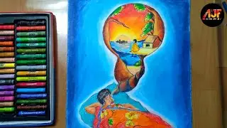 A boy seeing a dream scenery drawing | wanted to free form lockdown scenery drawing | for beginners