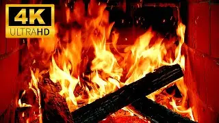 Ultra-Realistic Christmas Fireplace 4K UHD | Gentle Crackling Fire Sounds | Cozy Holiday Ambience