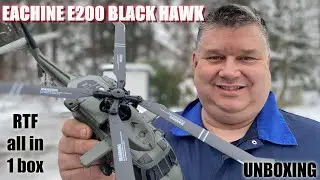 Eachine E200 EXP UH-60 BLACK HAWK RTF RC Helicopter Grey with 2 Batteries UNBOXING