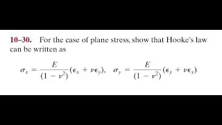 For the case of plane stress, show that Hooke's law can be written as