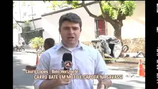 Batida entre carro e motocicleta deixa um ferido na Savassi, em BH