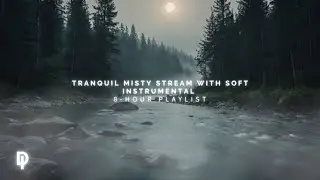 8 Hours of Tranquil Misty Stream with Soft Instrumental | Cozy Night Ambience Deep Sleep