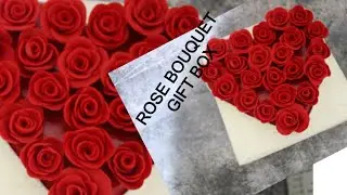 How to make a Rose bouquet topper for an Anniversary cake | Rose bouquet gift box making